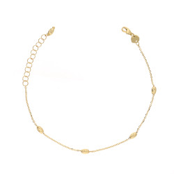 Objevte stylový zlatý náramek (14k) s rolo řetízkem a diamantovanými fazolkami. Perfektní pro každý den i speciální příležitosti