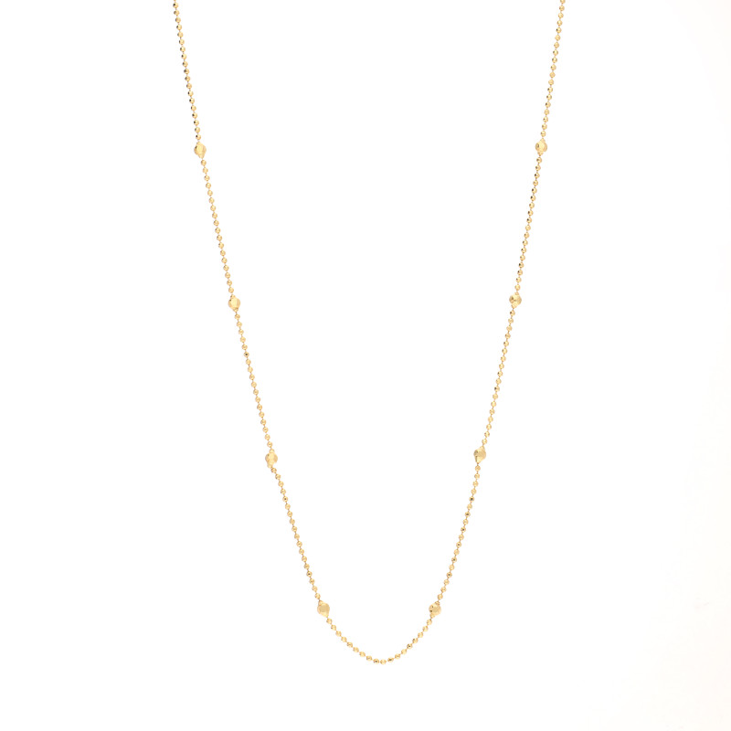 Objevte elegantní zlatý náhrdelník 14kt s fasetovanými kuličkami. Jemný lesk a moderní design, ideální pro každodenní nošení i s