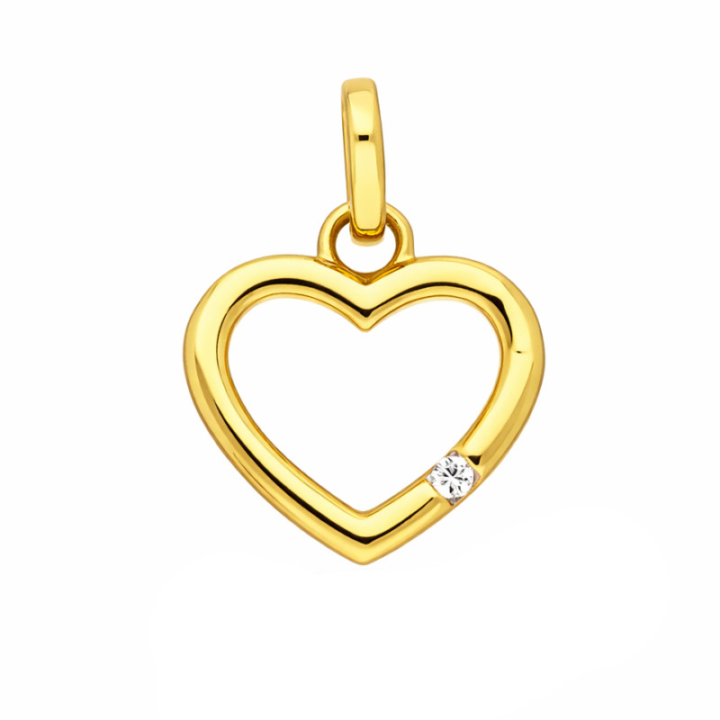 Srdíčko s rámečkem a diamantem 0,01 ct, zlato 585