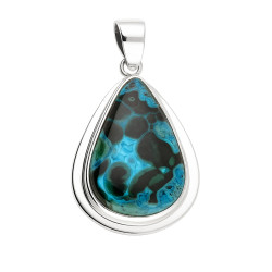 Objevte unikátní stříbrný přívěsek s malachitem-chryzokol z Afriky. Šperk s certifikátem pravosti, který symbolizuje harmonii a 