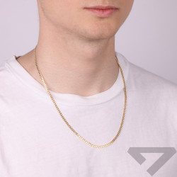Elegantní stříbrný řetízek s panceřovým vzorem ve zlaté barvě (šířka 3 mm). Ideální jako samostatný šperk nebo s přívěskem. Skvě