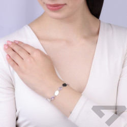 Stříbrný náramek s fasetovanými fialkovými zirkony, ryzost 925