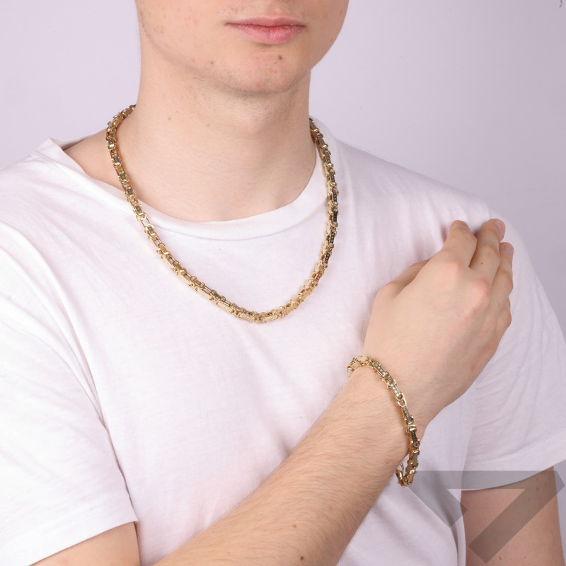Zlatý náramek oválná článková foukaná 3D, ryzost 585