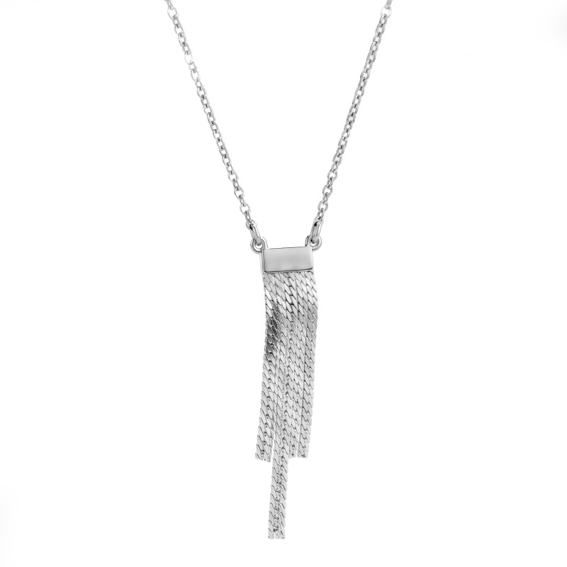 Objevte elegantní sadu šperků ze stříbra ryzosti 925. Moderní design, náhrdelník a náušnice s trojitou páskou. Ideální dárek. Na