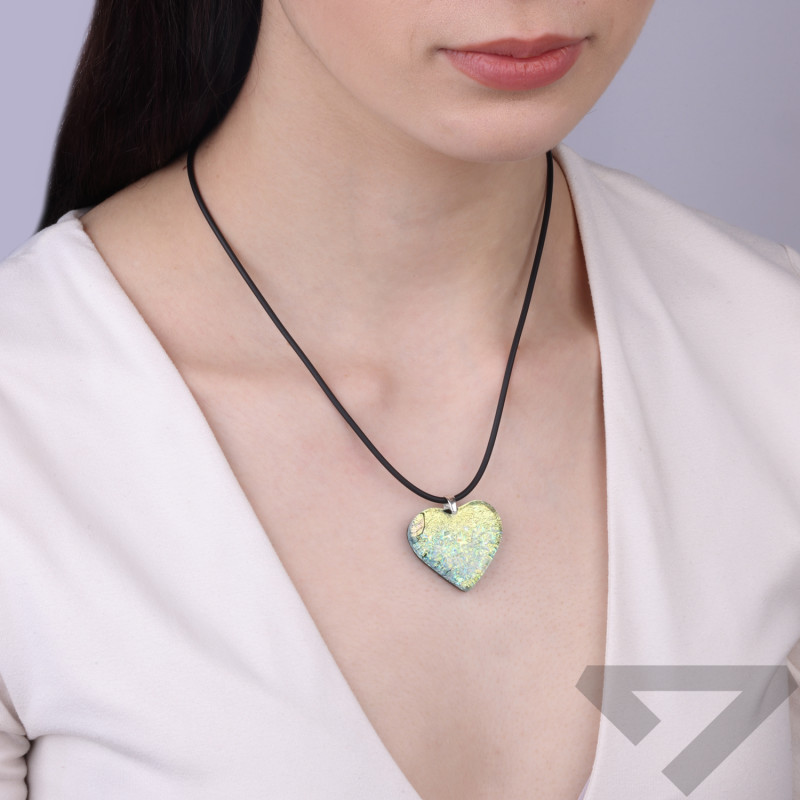 Srdíčko ze skla Murano HEART, klůcko ze stříbra 925