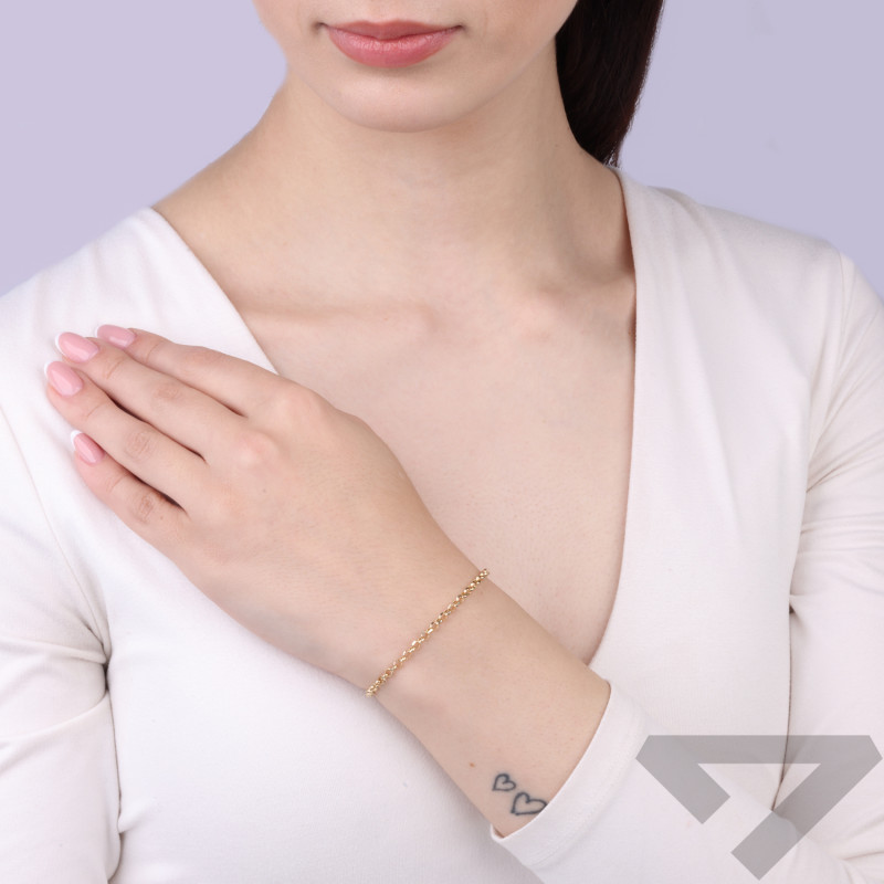 Zlatý náramek plněný (foukané zlato) typu rolo 3 mm, ryzost 375