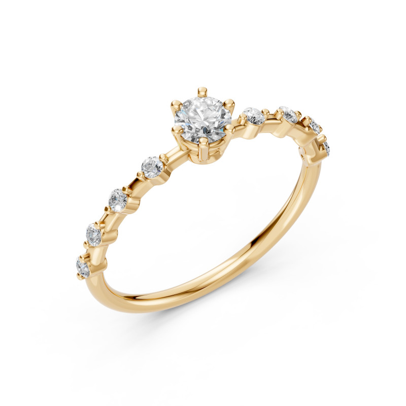 Zásnubní prsten ze žlutého zlata s diamanty 0.3 ct | iSezam.cz