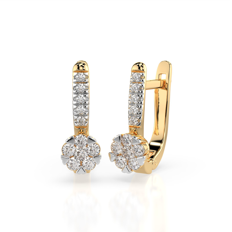 Náušnice Iluze s diamanty 102-10015/4-Y-0.06 | iSezam.cz