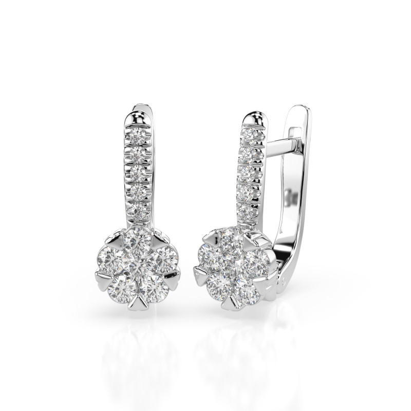 Náušnice Iluze s diamanty 102-10015/4-W-0.12 | iSezam.cz