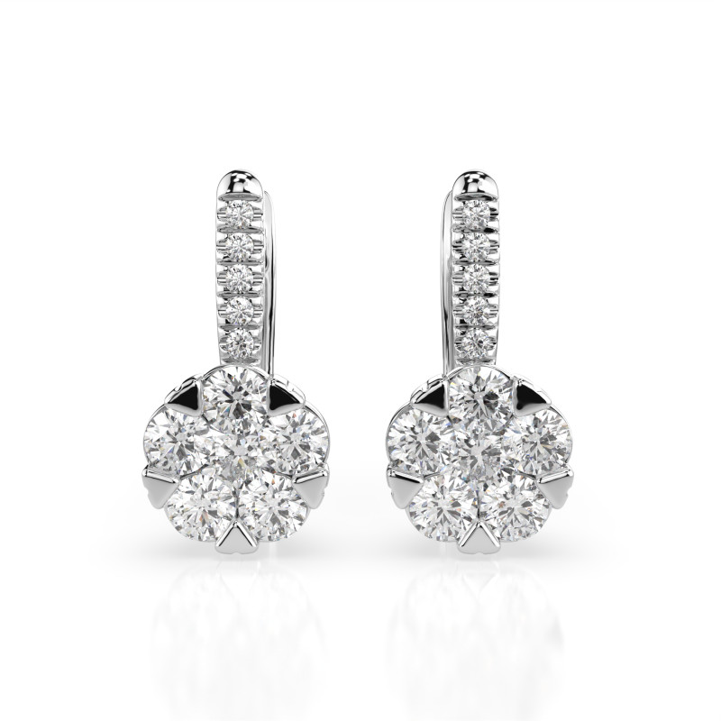 Náušnice Iluze s diamanty 102-10015/4-W-0.3 - Zlatnictví Sezam
