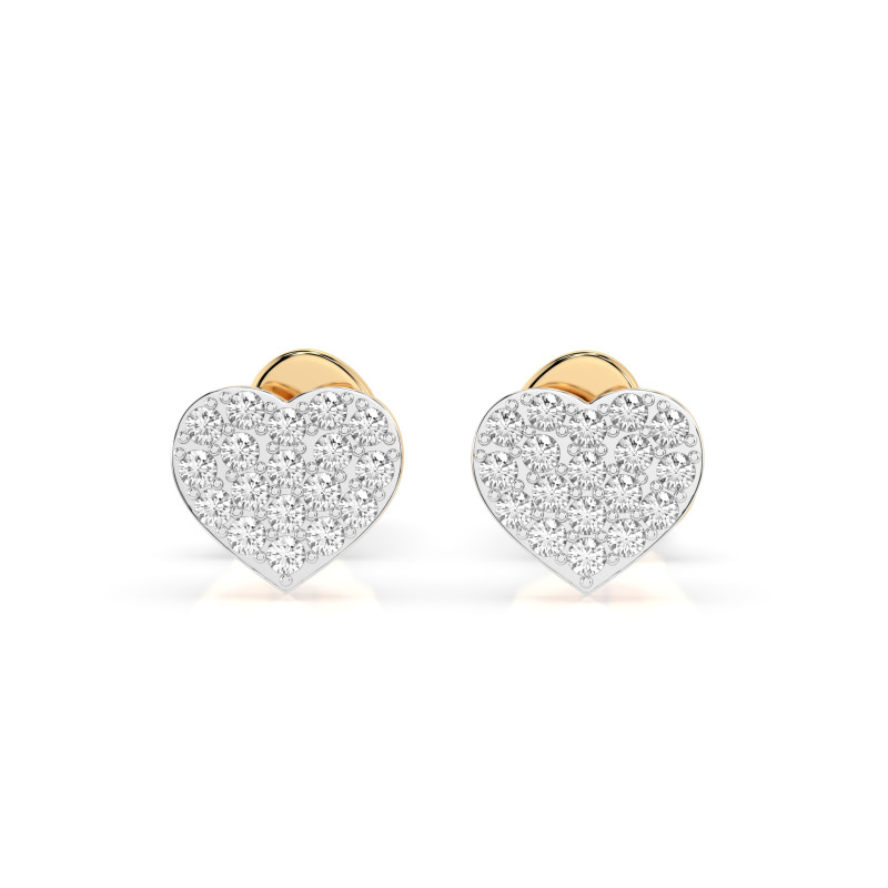 Objevte okouzlující náušnice Iluze ve tvaru srdce ze žlutého zlata (585) s 36 diamanty (0.18ct). Ideální dárek nebo osobní ozdob