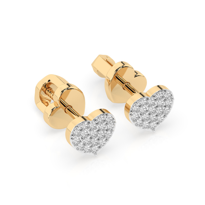 Objevte okouzlující náušnice Iluze ve tvaru srdce ze žlutého zlata (585) s 36 diamanty (0.18ct). Ideální dárek nebo osobní ozdob