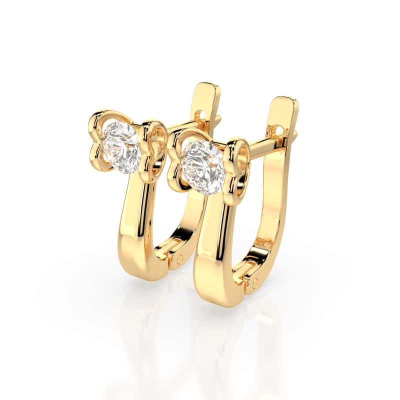 Náušnice Soliter s anglickým zapínáním s diamanty KB 102-10013-Y-0.5