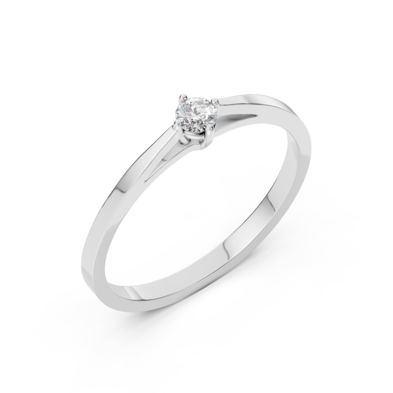 Zásnubní prsten z bílého zlata s diamantem 0,1 ct | iSezam.cz