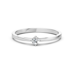 Zásnubní prsten z bílého zlata s diamantem 0,1 ct | iSezam.cz