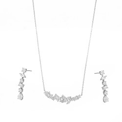 Stříbrný komplet náhrdelníku a náušnic s kubickou zirkonií | iSezam.cz
