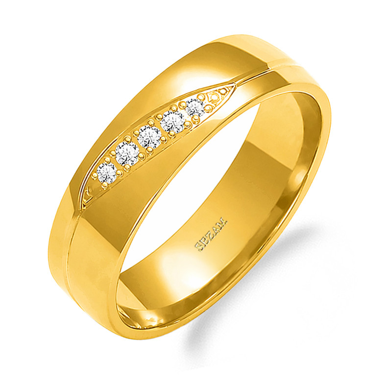 Snubní prsten ze zlata 585 s diamanty | iSezam.cz