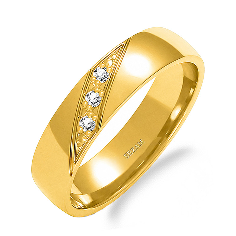 Snubní prsten ze zlata 585 s diamanty | iSezam.cz