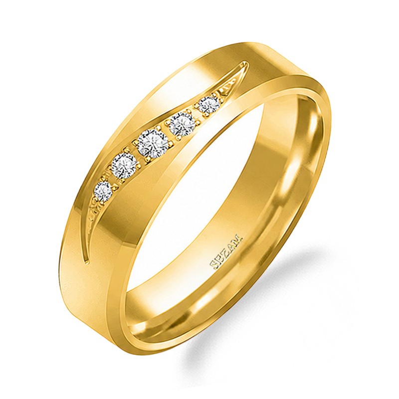 Snubní prsten ze zlata 585 s diamanty | iSezam.cz