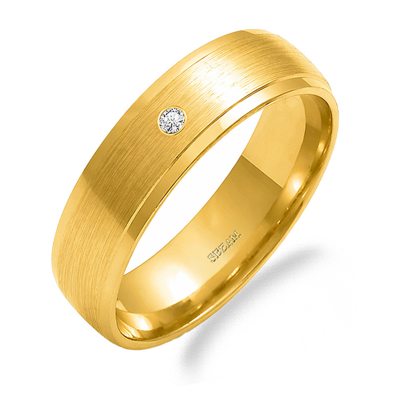 Snubní prsten ze zlata 585 s matem a diamanty | iSezam.cz
