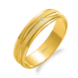 Objevte elegantní snubní prsten ze zlata ryzosti 585 s přírodním diamantem. Ruční výroba, gravírování zdarma. Expresní dodání. K