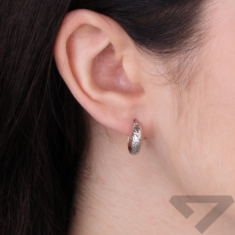 Náušnice kruhy trubička diamantovaná, stříbro 925