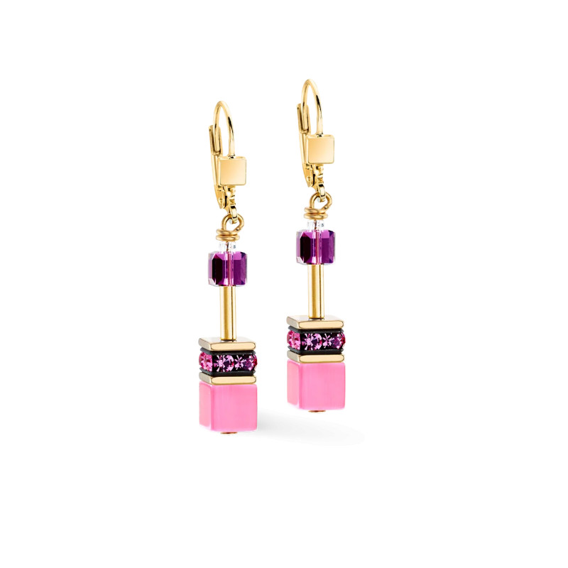 Kolczyki stalowe Coeur de Lion z kamieniami w kolorze Pink-Lilac 2838201927