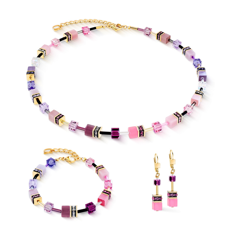Kolczyki stalowe Coeur de Lion z kamieniami w kolorze Pink-Lilac 2838201927