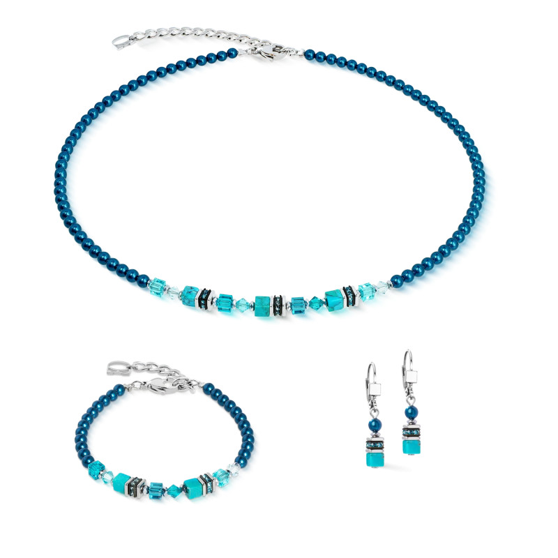 Naszyjnik stalowy Coeur de Lion z turkusem i Swarovski pearls 2103100624