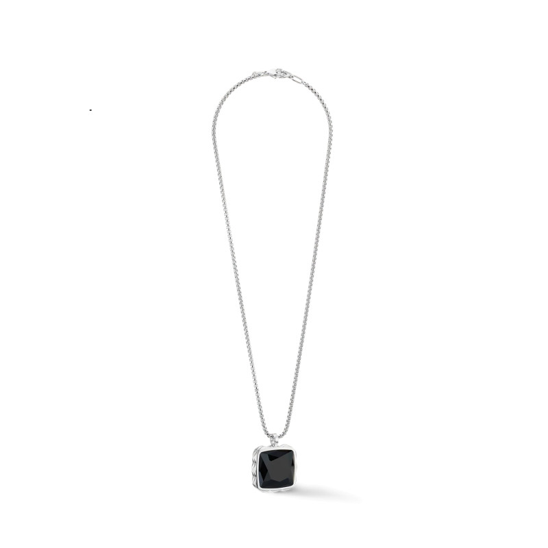 Naszyjnik stalowy Coeur de Lion Black-Silver z onyksem 1200101317