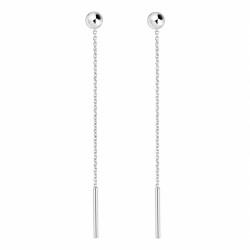Objevte elegantní stříbrné protahovací náušnice s kuličkou 4mm na řetízku rolo od Jubiler Sezam. Minimalistický design a rhodiov