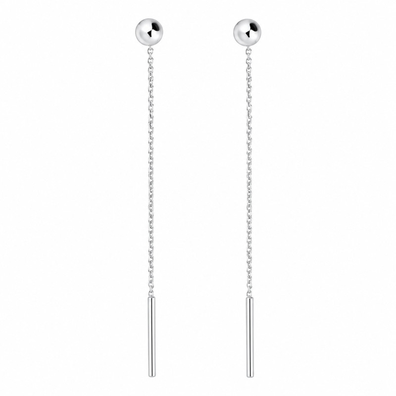 Objevte elegantní stříbrné protahovací náušnice s kuličkou 4mm na řetízku rolo od Jubiler Sezam. Minimalistický design a rhodiov