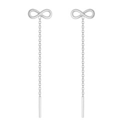 Objevte elegantní stříbrné visací náušnice s motivem nekonečna na řetízku Rolo. Symbol nadčasovosti a harmonie. Perfektní dárek 
