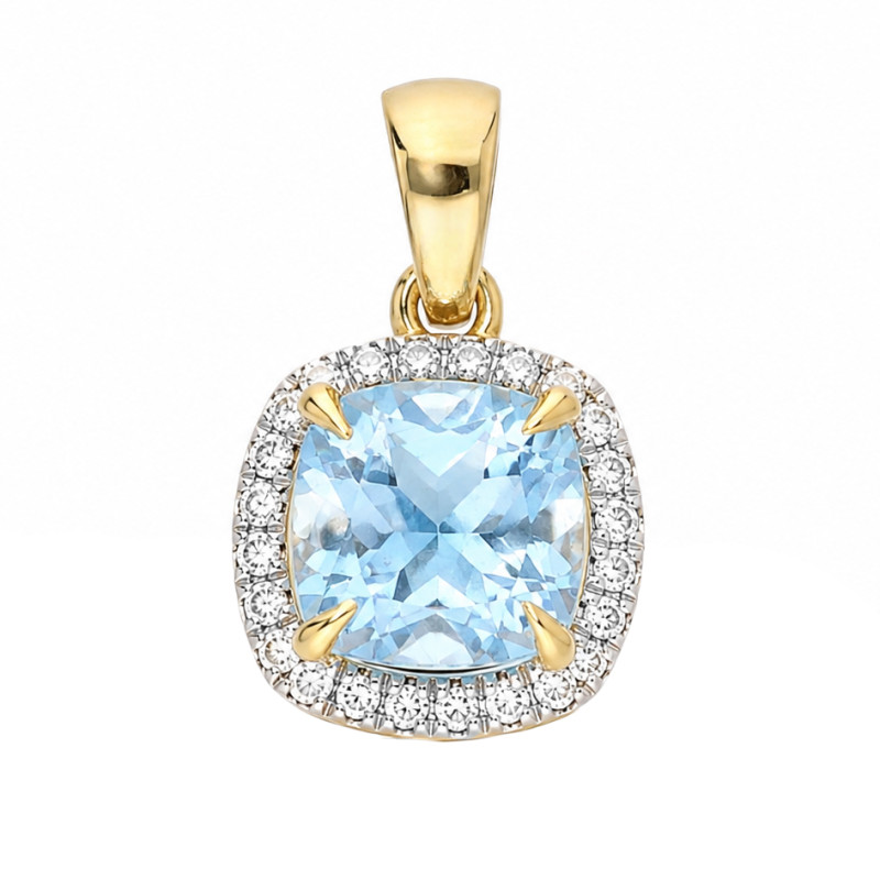 Zawieszka z topazem blue i diamentami, złoto 585