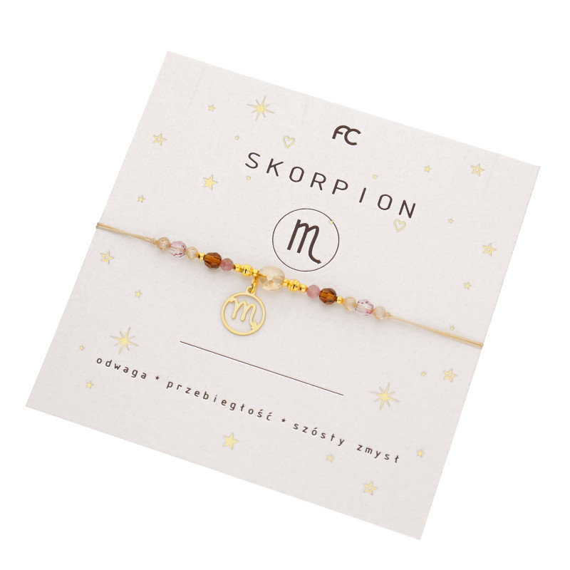 Bransoletka ze znakiem zodiaku Skorpion- turmalin, cyrkonia, srebro 925