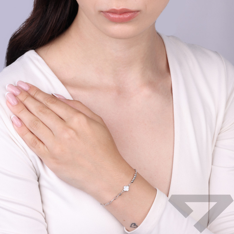 Bransoletka srebrna z masą perłową 925 | iSezam.cz