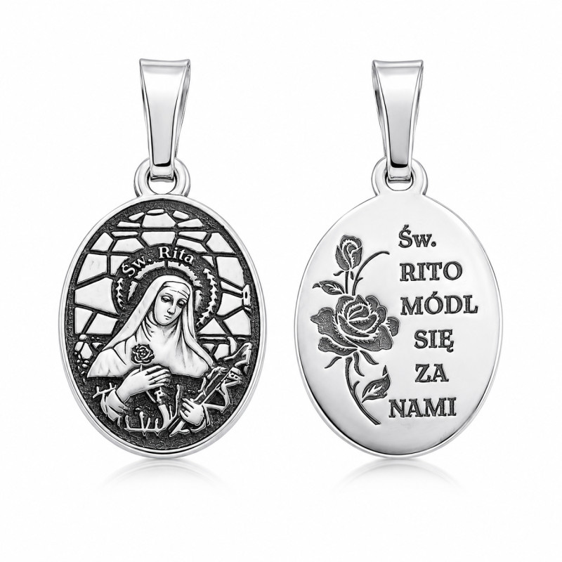 Stříbrný medailonek Svatá Rita | Ryzost 925 | iSezam.cz
