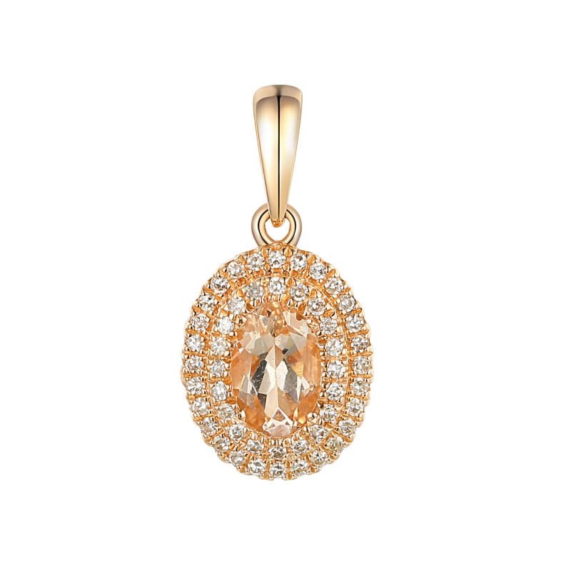 Zawieszka morganit 0,43ctbryl-0,10ct A5 87497 R-MO owal Markiza 2r Au 585 BRYL