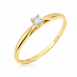 Zlatý prsten se solitairem a briliantem 0,13 ct