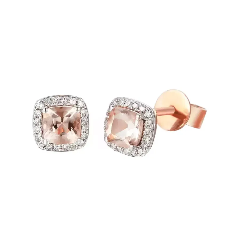 Kolczyki morganit 0,55ct+bryl.0,08ct/szty AW 58266 R-MO CUSHION próba 585
