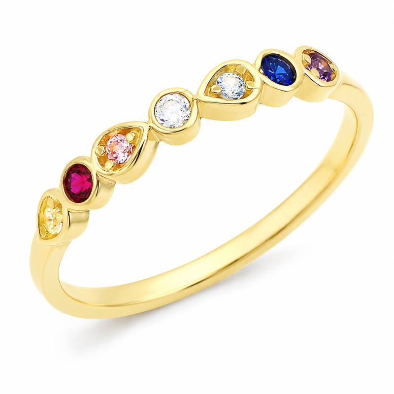 Zlatý prsten RINGS s barevnými zirkony ZQ 344 MIX ryzost 585