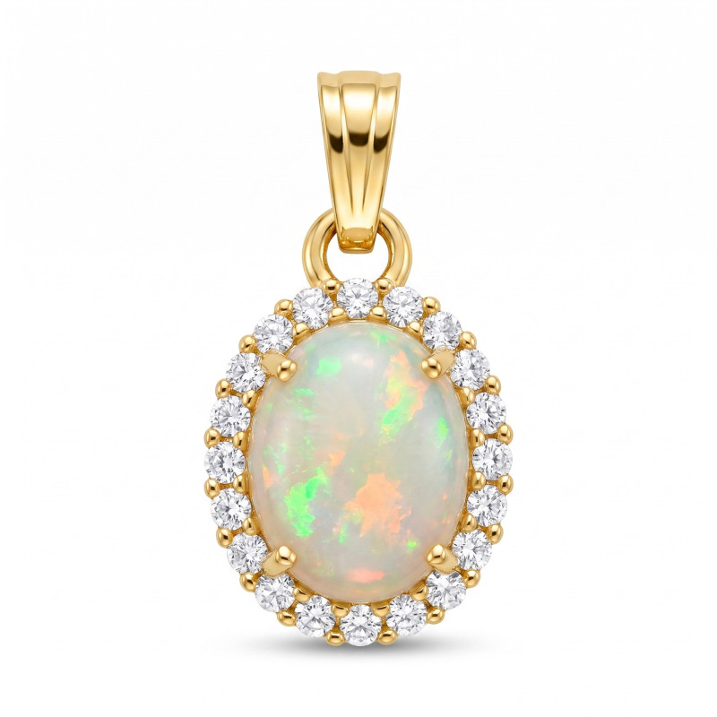Zawieszka opal biały owal 9x7cyr. OS 96-3055 OPL Au 585