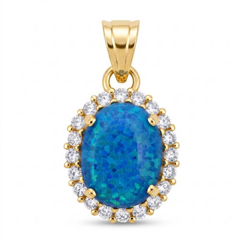 Zawieszka opal nibieski owal 9x7cyr. OS 96-3055 BLU Au 585