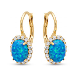 Kolczyki opal niebieski 8x6cyr/bigiel za OS 96-3057 BLU Au 585
