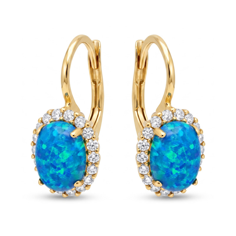 Kolczyki opal niebieski 8x6cyr/bigiel za OS 96-3057 BLU Au 585