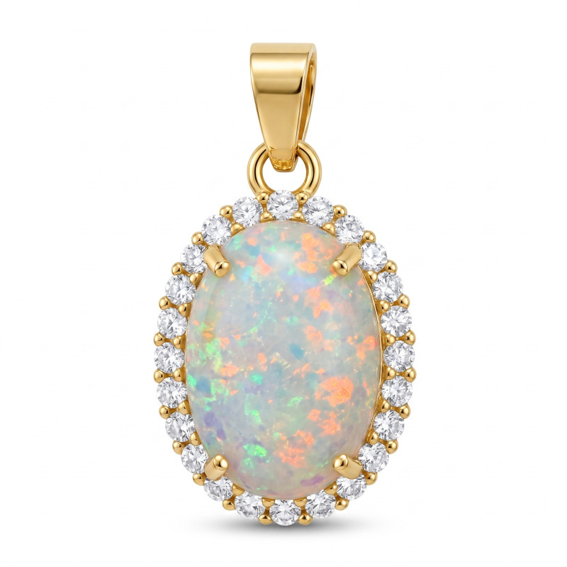 Zawieszka opal biały owal 12x8+cyr. OS 96-3056 OPL próba 585