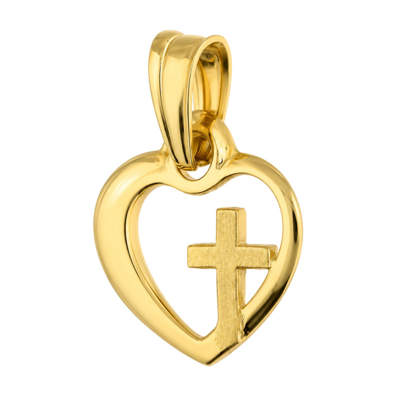 Zlatý křížek v srdci, ryzost 585 - Symbol víry