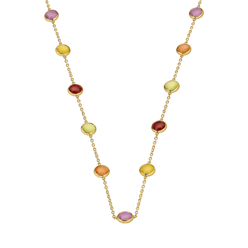 Zlatý náhrdelník s barevnými kameny ryzost 585 | iSezam.cz