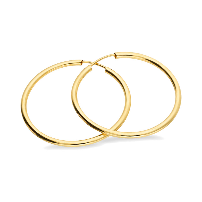Zlaté náušnice kruhy o průměru 30mm, vyrobené ze zlata ryzosti 585. Klasický a elegantní šperk, ideální pro každou příležitost. 