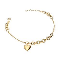 Zlatý náramek se srdcem charms r. 585 | iSezam.cz